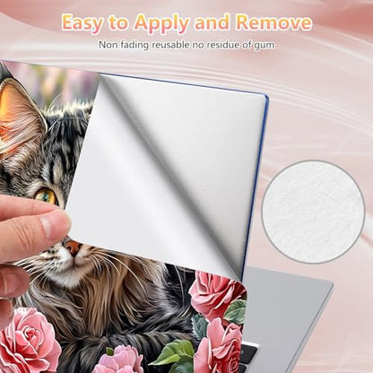 Laptop Skin Sticker Decal 12" 13" 13.3" 14" 15" 15.6",Waterproof Scratch Resistant Vinyl,Reusable Easy to Apply,for MacBook HP Dell Notebooks Netbooks Laptop,2 Wrist Pads,Cat Floral Pink - color: Cat Floral Pink