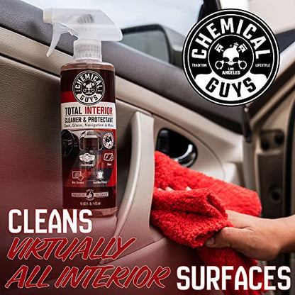 Chemical Guys Total Interior Cleaner Variety Kit With Storage Bag | 3 Scents, Fresh, New Car, & Black Cherry Scents, 3 Microfiber Towels, & Giftable Car Care Bag - size: 48 Fl Oz (Pack of 1), style: BAG KIT