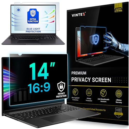 14 Inch 16:9 Privacy Screen for Computer Monitor and Laptop - Anti Glare Protector Film Blue Light Filter Eye Protection - Computer Screen Privacy Shield, [1 Pack] - size: [1 Pack] 14" DIAGONAL (16:9)
