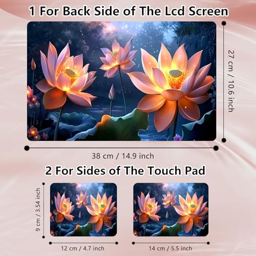 Laptop Skin Sticker Decal 12" 13" 13.3" 14" 15" 15.6",Waterproof Scratch Resistant Vinyl,Reusable Easy to Apply,for MacBook HP Dell Notebooks Netbooks Laptop,2 Wrist Pads,Cute Pink Lotus - color: Cute Pink Lotus