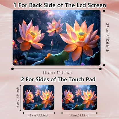 Laptop Skin Sticker Decal 12" 13" 13.3" 14" 15" 15.6",Waterproof Scratch Resistant Vinyl,Reusable Easy to Apply,for MacBook HP Dell Notebooks Netbooks Laptop,2 Wrist Pads,Cute Pink Lotus - color: Cute Pink Lotus