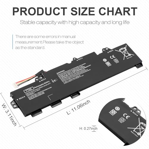 TT03XL 932824-421 Battery Fit for HP EliteBook 755 G5 850 G5 850 G6 ZBook 15U G5 G6 HSTNN-LB8H HSTNN-DB8K TT03XL-BTI TT03056XL-PL HSN-I13C-5 932824-1C1 932824-2C1 933322-855 11.55V 56WH - color: 56WH TT03XL battery
