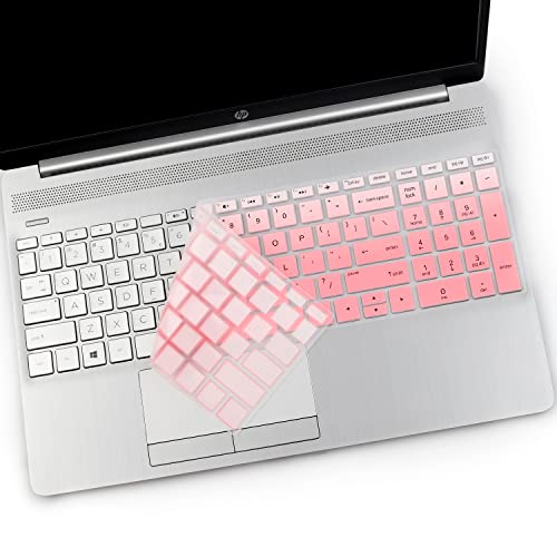 2PCS Keyboard Cover for HP Laptop 17-by 17-bs/ca, HP 17-by4633dx 17-by4065st by4011cy by1053dx by2053c by3053/3056cl by3613dx by0061st 17-bs011dx bs049dx bs021ds bs025cl bs049dx bs153cl 17-ca3035cl - color: Ombre Pink+Clear