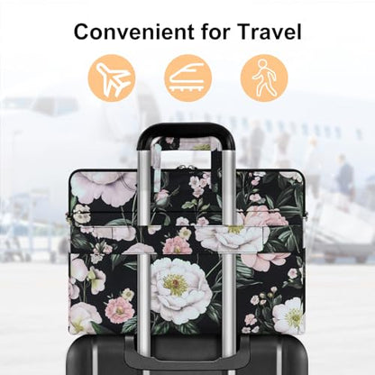 MOSISO Laptop Bag for Women, 15.6 inch Computer Bags | Compatible with MacBook Pro 16 inch, HP, Dell, Asus, 15-15.6 inch Laptop Messenger Shoulder Sleeve with Strap, Gorgeous Peony