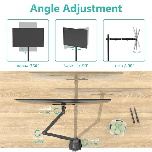 WALI Monitor Arm Mount for Desk, Single Extra Tall Computer Desk Mount, Monitor Bracket Mount Stand Single, up to 34 inch, 22 lbs (M001XL), Black - size: 13"-34", style: Single