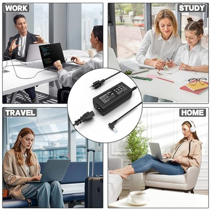 Laptop Charger Compatible with HP Laptop 65W 45W Computer Charger Smart Blue Tip Power Adapter - color: Black2