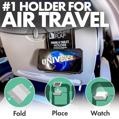 Airplane Phone Holder - Foldable Phone Stand for Plane Travel | Aluminum Build, 9 x 4.3 in. Matte Black Finish, Tabletop Mount Desk, Plane Tray Seat back, Treadmill, Fits iPhone Cell Phone - color: Black, size: Large