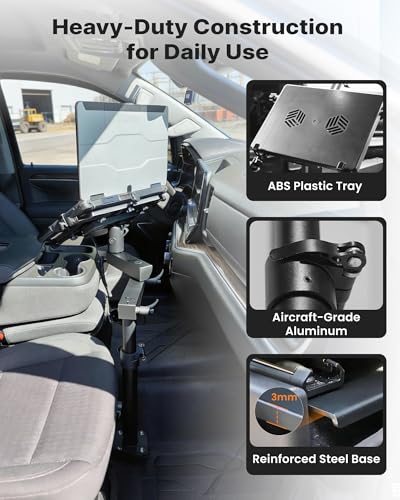 Truck Laptop Mount Fit for 19-26 Chevy Silverado, Tahoe, GMC Sierra, No-Drilling Vehicle-Specific Laptop Holder with Cooling Fan Adjustable Height for Work on The Go - size: Fit for Silverado, Sierra, Tahoe, Suburban, Yukon