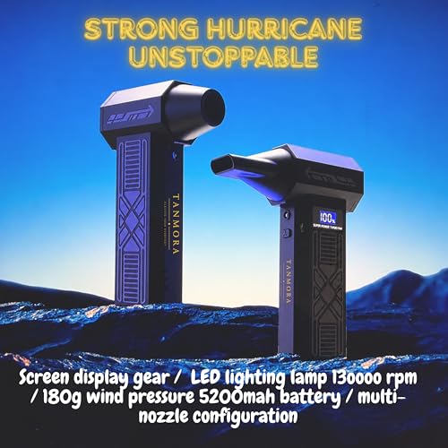 Electric Air Duster, 130000RPM Cordless Compressed Air Duster, Rechargeable Air Blower with LED Display & LED Light, 3-Speed Turbo Fan for PC Keyboard, Car & Home Cleaning