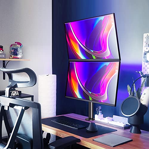 MOUNTUP Dual Monitor Stand, Vertical Monitor Mount for 2 Max 32 inch Stack Screen Monitors, Height Adjustable, Swivel, Tilt Monitor Desk Mount with C Clamp Grommet Base, Home Office - size: Dual
