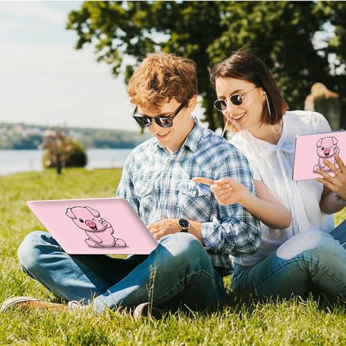 Universal Laptop Skin Sticker with 2 Wrist Pad Skins, Waterproof Scratch Resistant Vinyl Laptop Cover Decal, Cut to Fit for 11–15.6 Inch MacBook HP Dell Lenovo, Pink Pig - color: Pink Pig