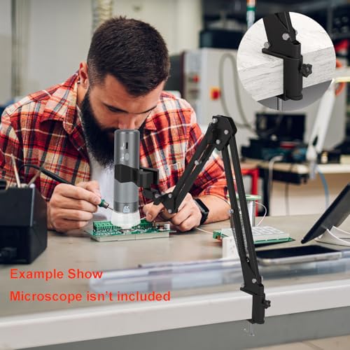Max 21-inch Adjustable Universal Stand for Digital Microscopes (Only Stand) | 360° Rotating Arm – Table Clamp – Supports Up to 6cm Diameter USB/WiFi Microscopes – Ideal for Lab, Electronics, and DIY - size: Stand