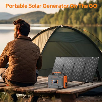ZeroKor Solar Generator with Panel, 300W Portable Power Station with Solar Panel 40W, 110V Pure Sine Wave AC Outlet Electric Generator for Home Use Outdoor RV Camping