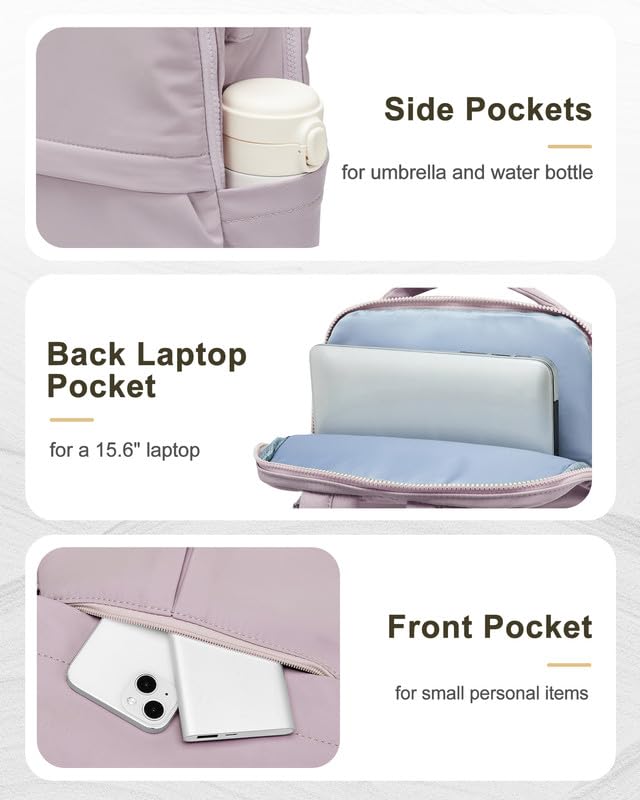 Laptop Work Backpack for Women - 15.6 Inch Laptop Compartment, Lightweight Waterproof Large Travel Backpack for College, Nurse & Teacher, Purple - color: Model a Purple