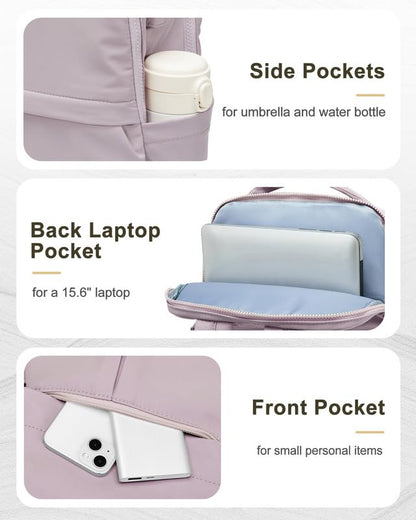 Laptop Work Backpack for Women - 15.6 Inch Laptop Compartment, Lightweight Waterproof Large Travel Backpack for College, Nurse & Teacher, Purple - color: Model a Purple
