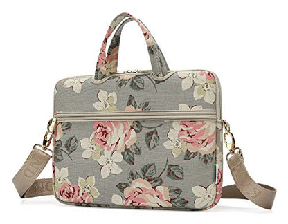 White Rose Patten water resistant Laptop Shoulder Messenger Bag Case Sleeve for 15 Inch 15.6 Inch Laptop,Laptop Briefcase - color: White Rose, size: 15-15.6 Inch