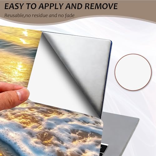 Laptop Skin 12.1-15.6 inch Removable Universal Reusable Laptop Sticker Decal,Waterproof No Residue Vinyl Cover,Scratch-Resistant Cuttable Full Wrap Sticker for Notebook, Golden Beach Sunset Ocean - color: Golden Beach Sunset Ocean
