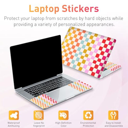 12.1-15.6 Inch Laptop Skin Decal, Universal Reusable Vinyl Laptop Cover Sticker, Waterproof Art Decal Protector in Colorful Checkered - color: Colorful Checkered
