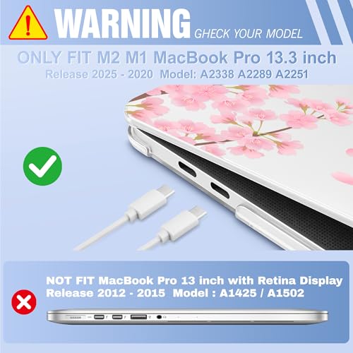 May Chen Case for MacBook Pro 13 inch M2 2023,2022,2021,2020 A2338 M1 A2251 A2289, Plastic Hard Shell Cover for MacBook Pro 13" with Touch Bar Fits Touch ID, Cherry Blossom - color: Cherry blossom