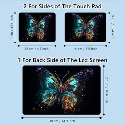 Universal Laptop Skin Sticker with 2 Wrist Pad Skins, Waterproof Scratch Resistant Vinyl Laptop Cover Decal, Cut to Fit for 11–15.6 Inch MacBook HP Dell Lenovo, Art Color Butterfly - color: Art Color Butterfly