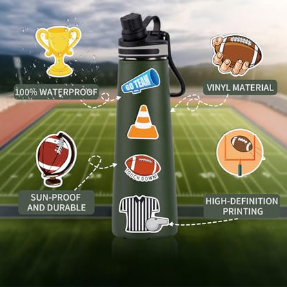XZENTIRA 105 PCS Football Stickers Water Bottle Bulk Vinyl American Stickers for Laptop Skateboard Scrapbook Supplies Football Gifts Party Favors - style: Football