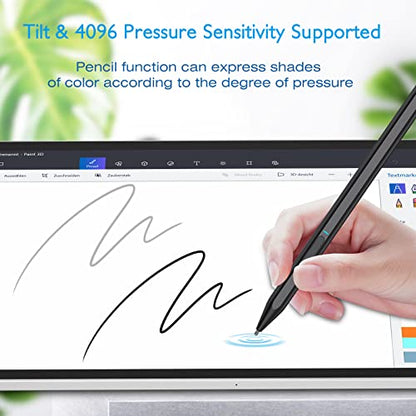 Stylus Pen for Surface, Compatible with Microsoft Surface Pro X/9/8/7/6/5/4/3/Surface Laptop 5/4/3/2/1/go 3/2/1/Book 2/1/Studio, Magnetic Adsorption, Palm Rejection and Tilt Digital Pen - Black - color: Black