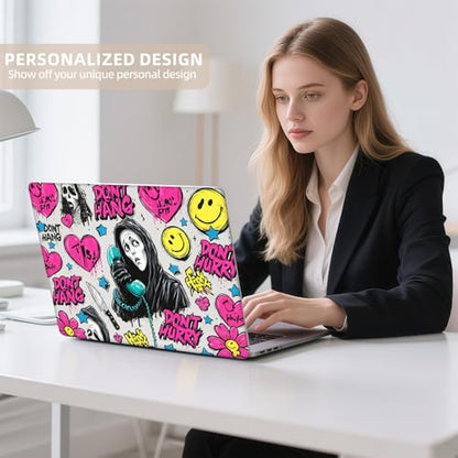 Universal Laptop Skin Sticker for 12/13/14/15.6 Inch Laptops, Reusable Vinyl Laptop Decal Cover, Waterproof Scratch Resistant Notebook Skin with 2 Wrist Pads,Ghost Art Print - color: Ghost Art Print