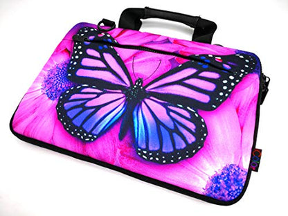icolor 14.5 15 15.6 Inches Canvas Laptop Shoulder Bag Case,Messenger Bag Sleeve Pouch,Travel Briefcase,Computer Ultrabook Notebook Protective Carrying Bag with Adjustable Strap, Purple Butterfly - color: Csh15-02