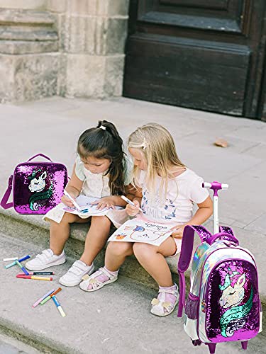 School Kids Rolling Backpack for Girls 3PCS With Trolley Wheeled Backpacks - color: Djs-zs