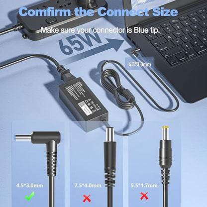 45W 65W Laptop Charger SK90A195231 SK90195333 for HP Pavilion 15-F F272WM | for 15-f111dx 15-f211wm 15-f271wm 15-f233wm f387wm f211nr f337wm f224wm and More hp Laptop Power Supply Cargador Ac Adapter