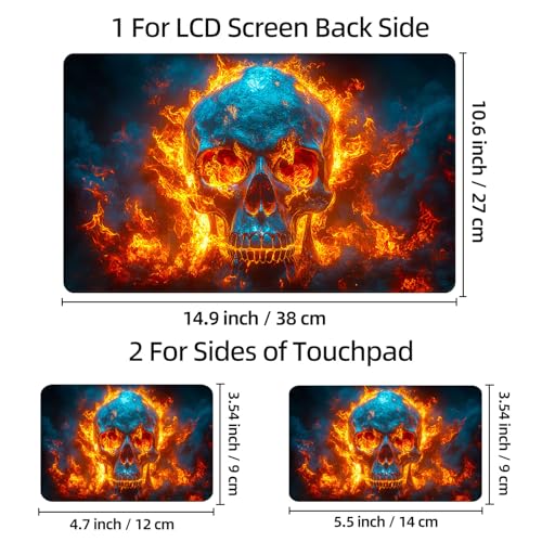 Universal Laptop Skin Sticker Decal, 12"-15.6" Aesthetic Vinyl Wrap, Flaming Skull Fire Waterproof Notebook Cover Art Protector for MacBook HP Dell Lenovo, Fits 13" 14" 15" 15.6" - color: Flaming Skull Fire