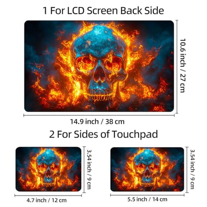 Universal Laptop Skin Sticker Decal, 12"-15.6" Aesthetic Vinyl Wrap, Flaming Skull Fire Waterproof Notebook Cover Art Protector for MacBook HP Dell Lenovo, Fits 13" 14" 15" 15.6" - color: Flaming Skull Fire
