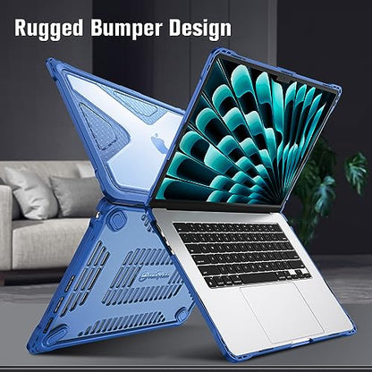 Fintie Rugged Case for MacBook Air 15 Inch, Blue | A3448 A3241 A3114 A2941, 2023 2024 2025 2026, M2 M3 M4 M5, TPU Bumper, Heavy Duty Hard Shell Cover - color: Blue