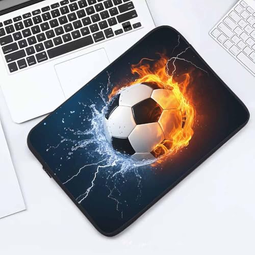 Laptop Sleeve Bag 15.4 15.6 Inch,Soccer Ball in Fire and Water Football Protective Polyester Computer Cases Laptop Cover Briefcase Bag Tablet Travel Cover - color: LPS-022