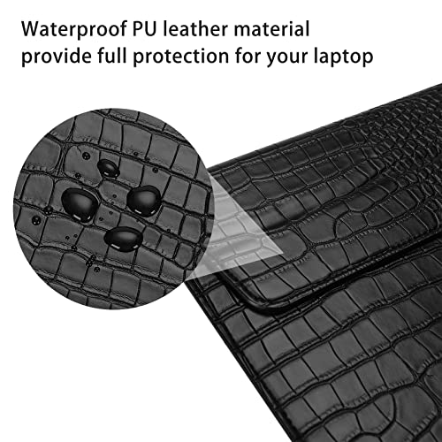 MOSISO Laptop Case 13 inch, 13 inch Laptop Sleeve Compatible with MacBook Neo 13 A18 Pro A3404 Air M4 M3 M2 M1 2026-2018 / Pro M2 M1 2026-2016, Crocodile Grain PU Leather Flap Case Bag, Black - color: Black, size: 13 inch