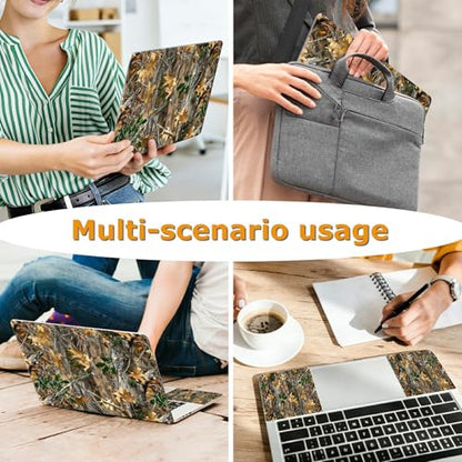 Universal Laptop Skin Sticker with 2 Wrist Pad Decals, 3-Piece Removable Vinyl Laptop Cover, Camouflage Tree Waterproof Anti-Scratch, Easy-Trim Fit for 13.3" 14" 15.6" Laptops - color: Camouflage Tree