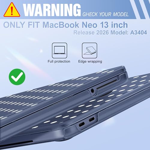 May Chen for MacBook Neo Case 13 inch 2026 | 100% Match Official Color | Pattern printing, Anti-Crack & Scratch & Fingerprint | Protective Hard Shell Cases Laptop Model A3404, Indigo - White Polka dot - color: Indigo - White Polka dot