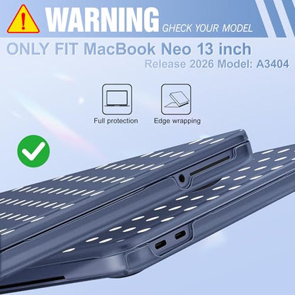 May Chen for MacBook Neo Case 13 inch 2026 | 100% Match Official Color | Pattern printing, Anti-Crack & Scratch & Fingerprint | Protective Hard Shell Cases Laptop Model A3404, Indigo - White Polka dot - color: Indigo - White Polka dot
