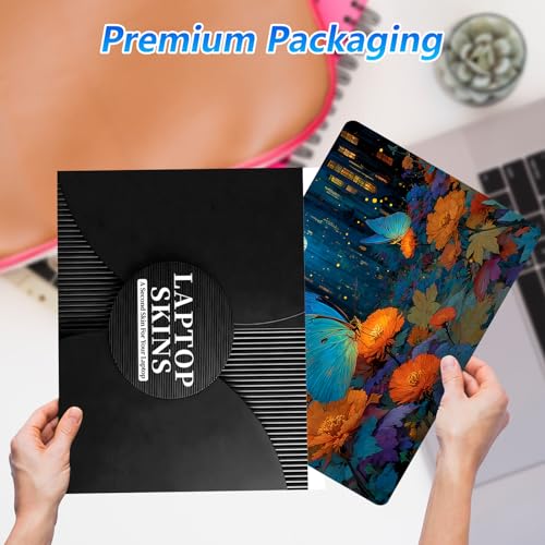 Universal Laptop Skin Sticker Decal with 2 Wrist Pad Skins, Waterproof Scratch Vinyl Cover for 11–15.6 Inch MacBook, HP, Dell, Lenovo, Cutable & Reusable,Blue Butterfly Moon Art - color: Blue Butterfly Moon Art