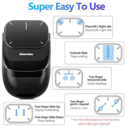2026 Upgraded AI Voice Mouse - Wireless Air Mouse with AI Voice Assistant, 12 Languages Translation, Meeting Transcription & Summary - Detachable Computer Mouse, Presentation Clicker for Laptop - color: Black