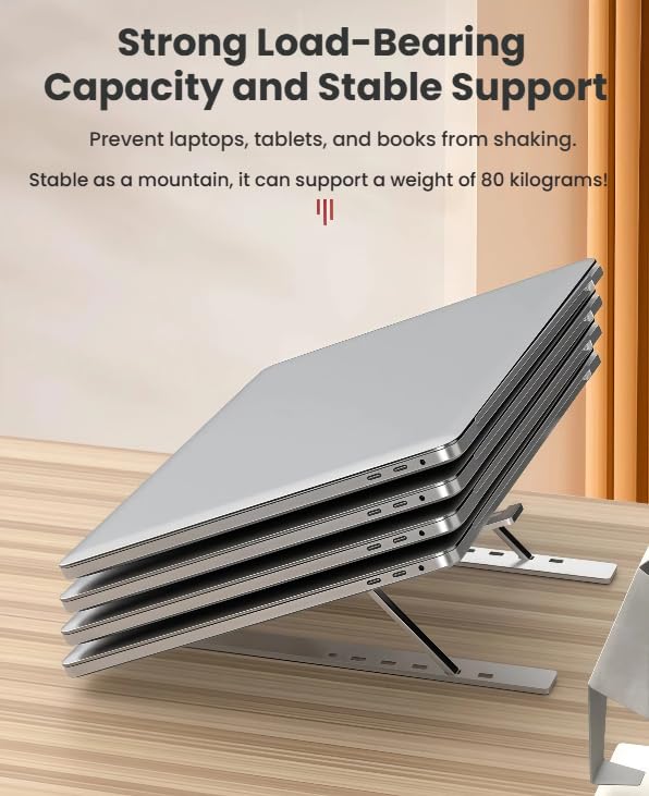 Laptop Stand for Desk - Portable Aluminum Alloy Folding Adjustable Holder for 10-15.6" Laptops & Tablets