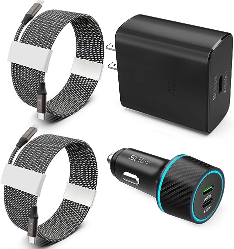 S24 S25 Ultra Charger Type C, SCRUAK 45W PPS Super Fast USB-C Wall/Car Charger for Samsung Galaxy S26 Ultra/S26+/S25/S24 Ultra/S24+/S23/S22/S20/Note 20/Note 10+(10FT+3.3FT 5A Type C Cable) - size: 10FT+3.3FT