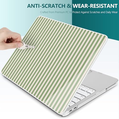 for MacBook Neo 13 Inch Case 2026 (Model A3404, A18 Pro chip), Stylish Pattern Protective Hard Shell with Screen Protector, Keyboard Cover & USB-C Adapter - Green Stripes - color: Green Stripes