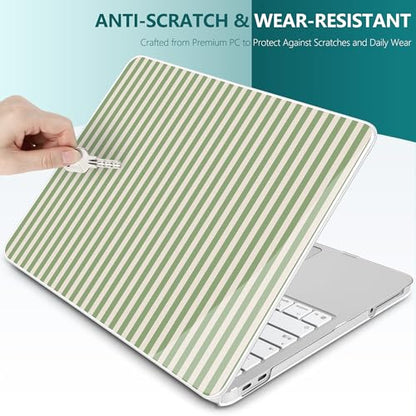 for MacBook Neo 13 Inch Case 2026 (Model A3404, A18 Pro chip), Stylish Pattern Protective Hard Shell with Screen Protector, Keyboard Cover & USB-C Adapter - Green Stripes - color: Green Stripes