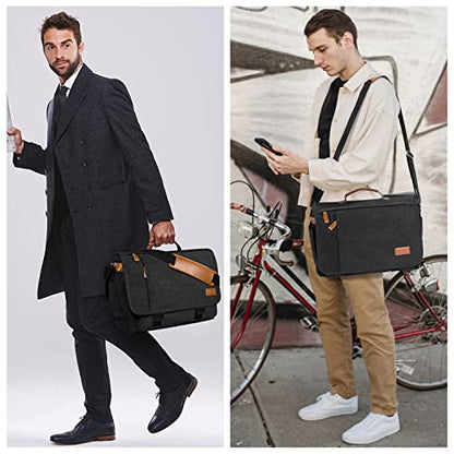 ESTARER Men Messenger Bag 15.6 inch, Computer Work Bag Water-resistant Canvas, Laptop Shoulder Bag Briefcase Satchel, Dark Grey - color: 15.6'' Buckle-dark Grey