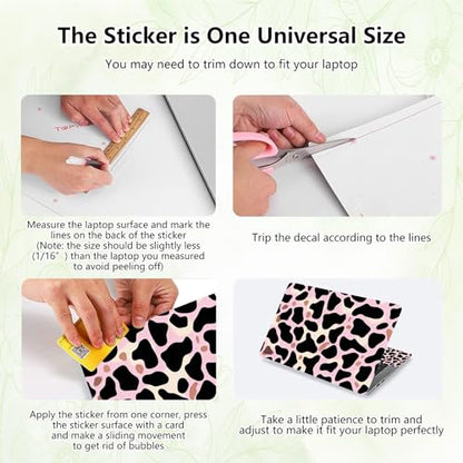 Laptop Skin Sticker Decal, Universal Reusable Vinyl Laptop Cover for 12" 13" 13.3" 14" 15" 15.4" 15.6" Notebook PC, Reusable Waterproof Scratch-Resistant with 2 Wrist Pads,Black Cow Print - color: Black Cow Print