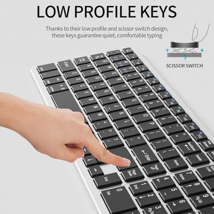 Wireless Bluetooth Keyboard-Number Pad, Multi-Device for Mac/iPad/iPhone | Bluetooth 5.1, low-profile ergonomic design, stable connection. Compatible with Mac, iPad, iPhone, Android, Windows, White - color: gray