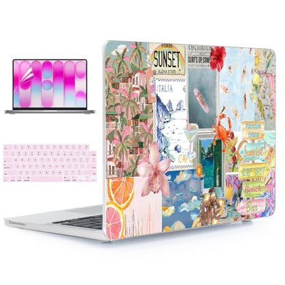 for MacBook Neo Case 13 inch 2026 A18 Pro (A3404), Anti-Scratch Protective Pattern Hard Shell Case, Trendy Laptop Cover with Keyboard Cover+Screen Film+Trackpad Film,Pastel Ocean Breeze - color: Pastel Ocean Breeze