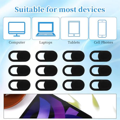 150 Pcs Webcam Cover Slide, 0.023 Inch Ultra-Thin Universal Laptop Phone Camera Cover for Laptop, Computer, Phone Privacy Protection and Security Black