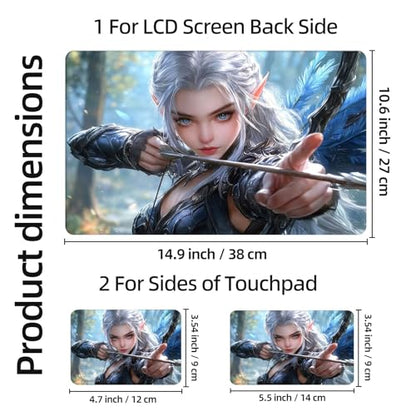 Aesthetic Laptop Skin Sticker, Silver Haired Elf Archer in Forest Waterproof Vinyl Laptop Decal, Removable Bubble Free, Reusable Protective Cover for 13 14 15 15.6 Inch - color: Silver Haired Elf Archer in Forest